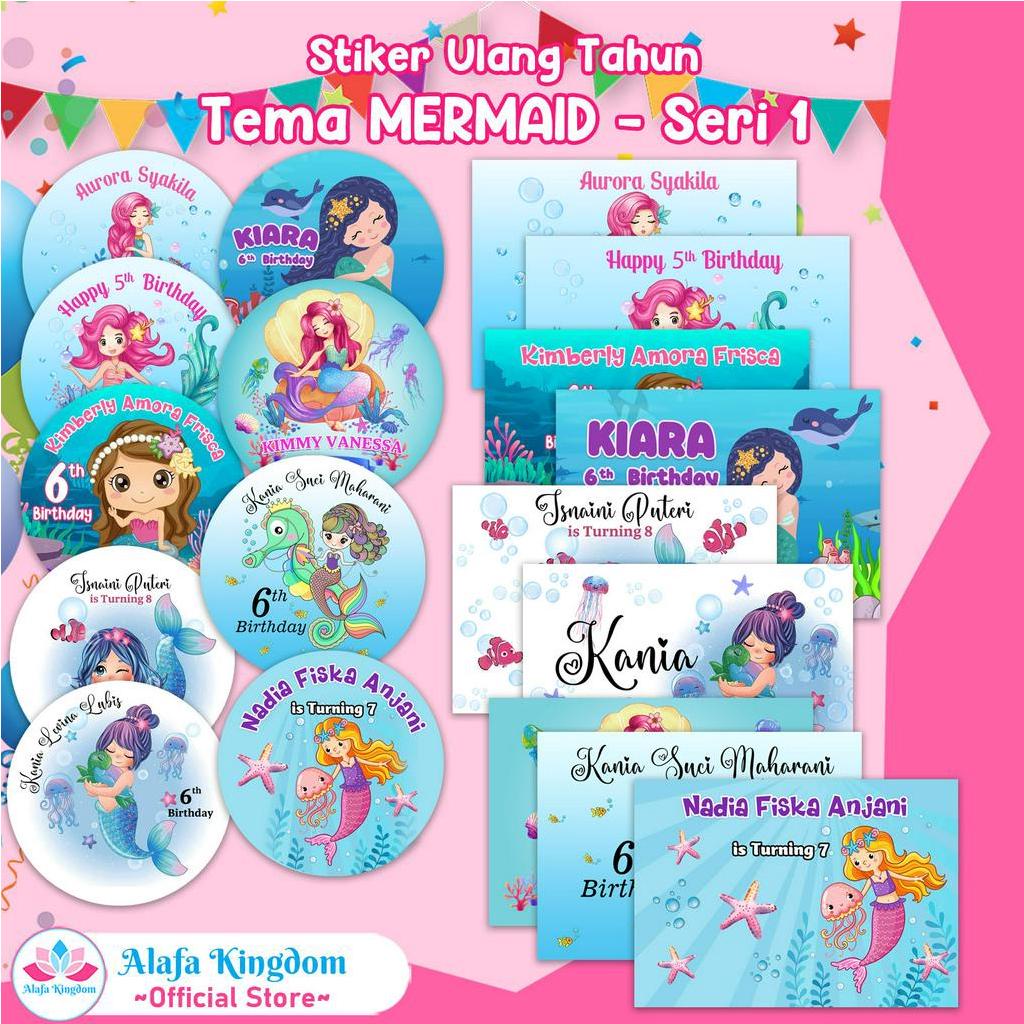 

[alafakingdom] Stiker Ulang Tahun Mermaid Seri 1 | Stiker Ultah Birhtday Custom