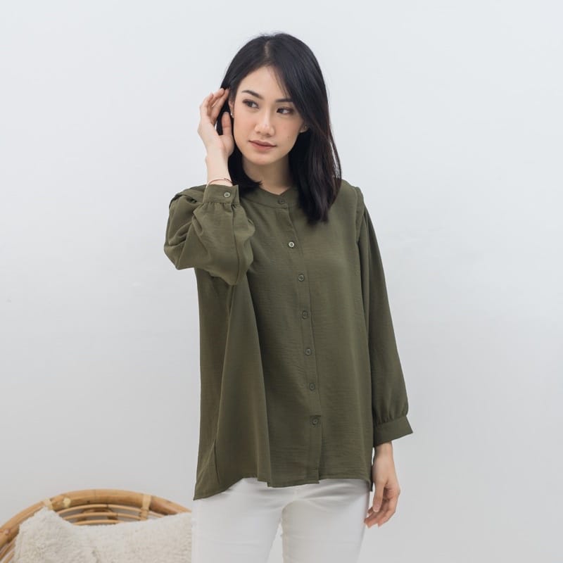 Rivery Blouse Baju Pakaian Kemeja Blus Atasan Wanita Perempuan Cewek Dewasa Remaja Kekinian