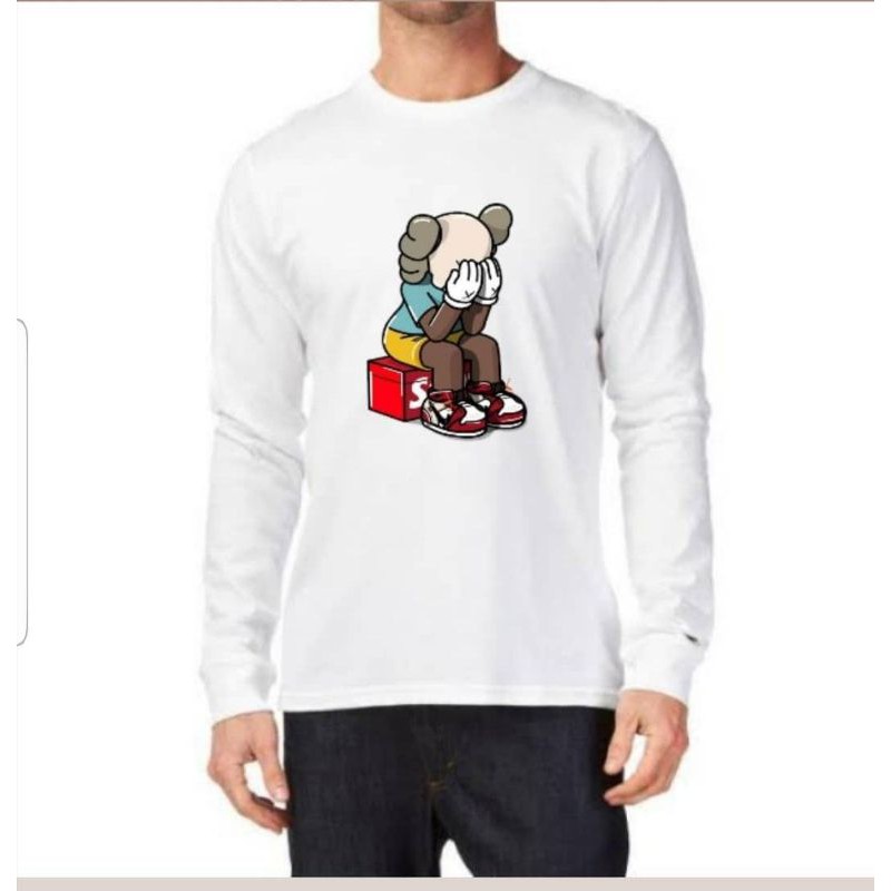 KAOS BAJU LENGAN PANJANG FASHION BRANDED PRIA WANITA KAWS X JORDAN COTTON COMBED