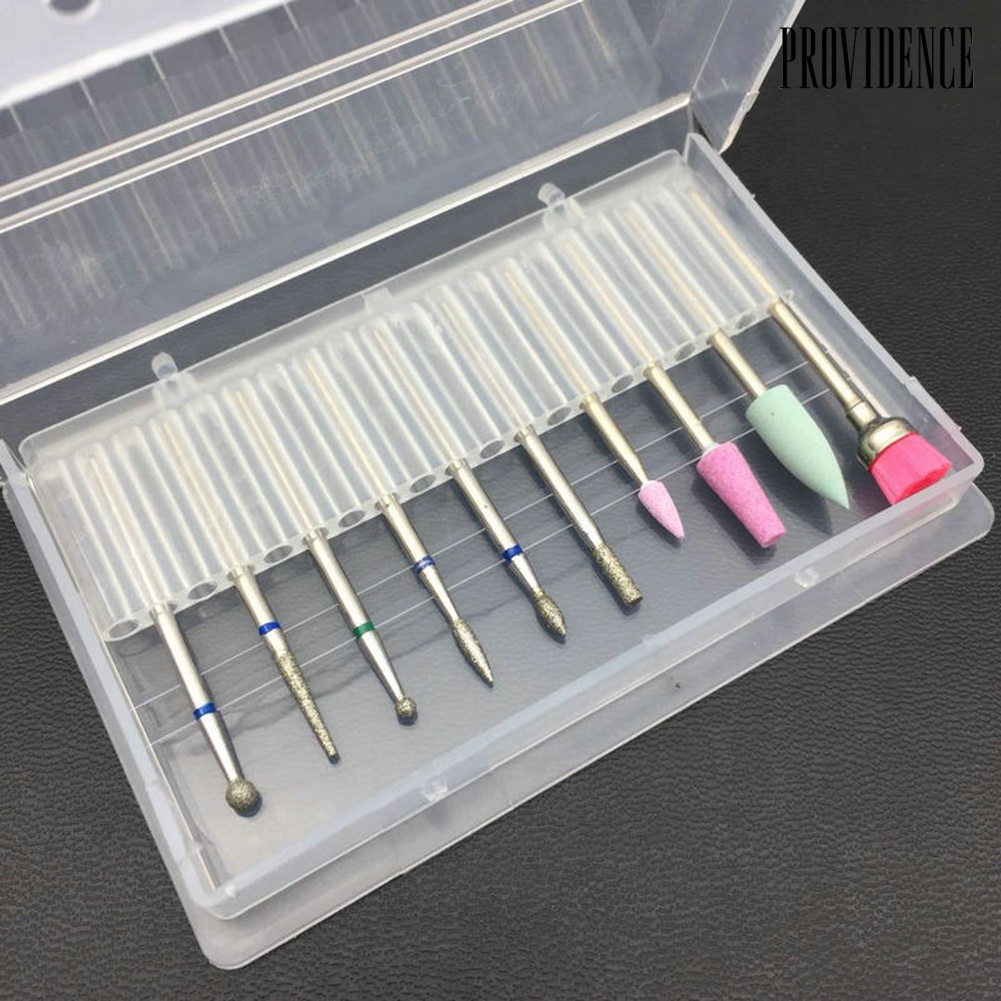 Providence 10Pcs Pro Nail Art Grinding Drill Bits Electric Manicure Bullet Polishing Set