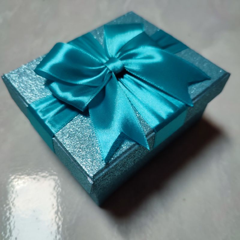 BOX KADO GLITTER BLUE PITA BIRU TOSCA KOTAK HADIAH ULANG TAHUN