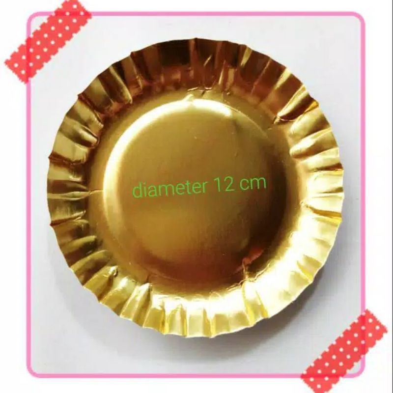 PIRING KERTAS KUE TART ULANG TAHUN PAPER PLATE EMAS GOLD GROSIR