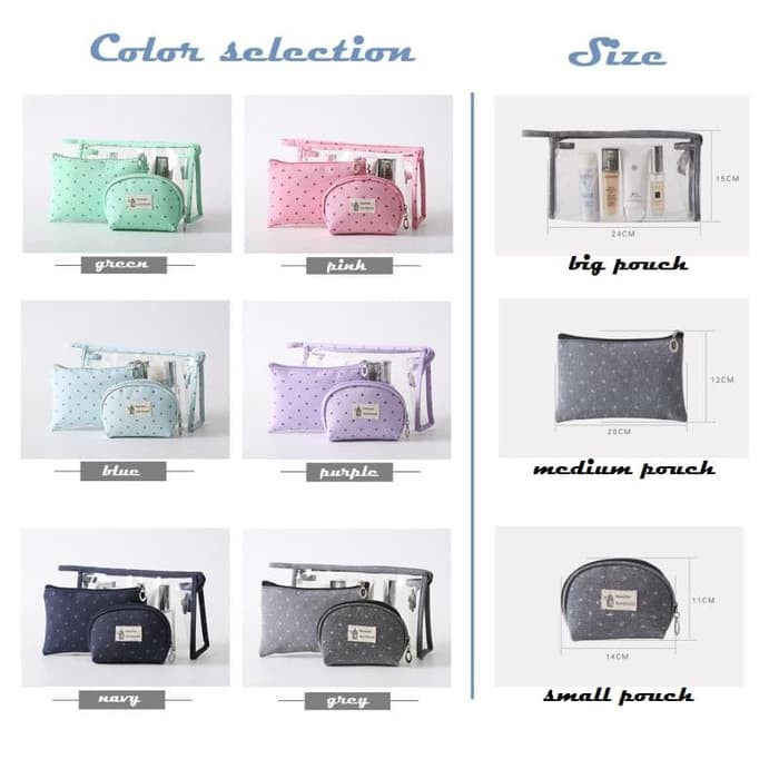 Igrosir Korean 3in1 beauty / cosmetic / Pouch / toiletries / multi-purpose bag / Tas Kosmetik