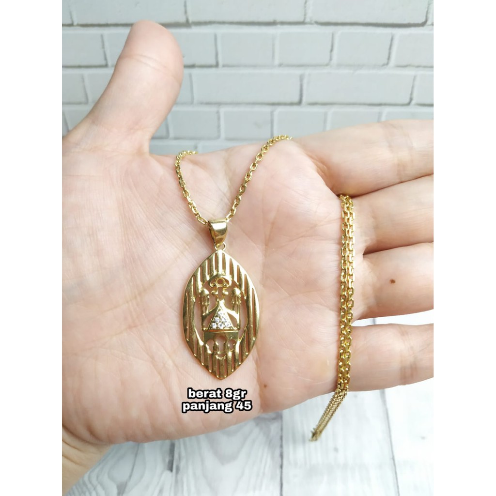 KALUNG LIONTIN UKIR KUBAH GOLD PERAK ASLI S925 KODE CD076