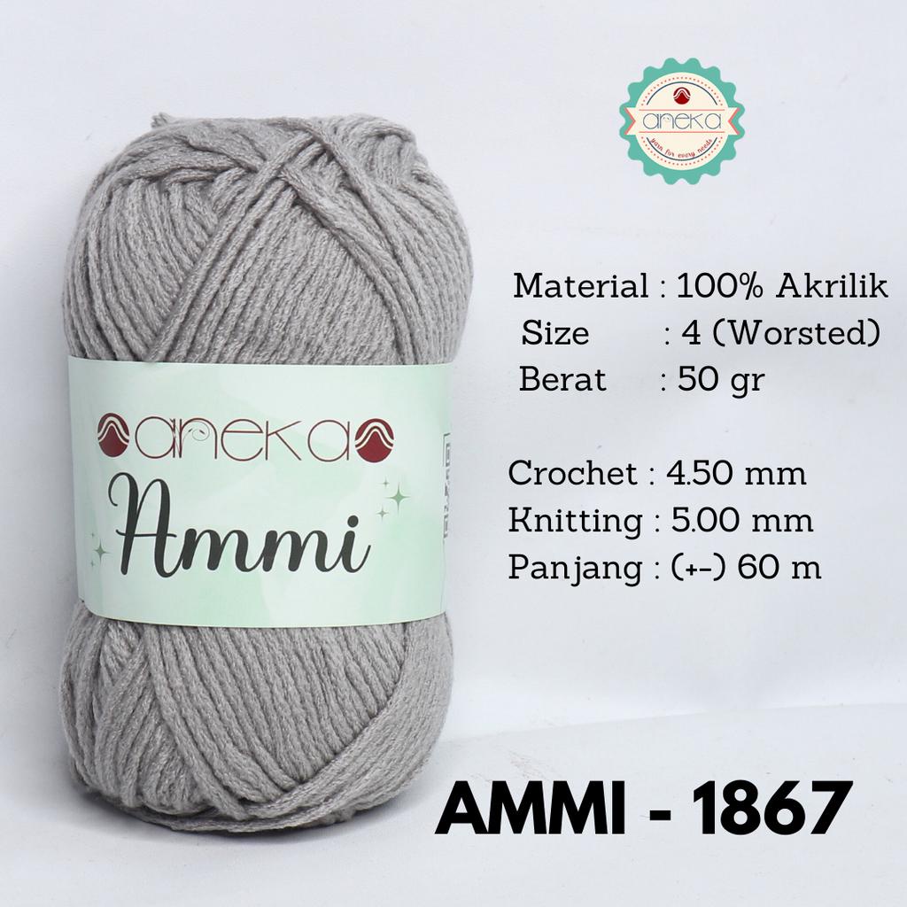 Benang Rajut Ammi / 100% Acrylic / 6 Ply Akrilik - 1867 (Abu)