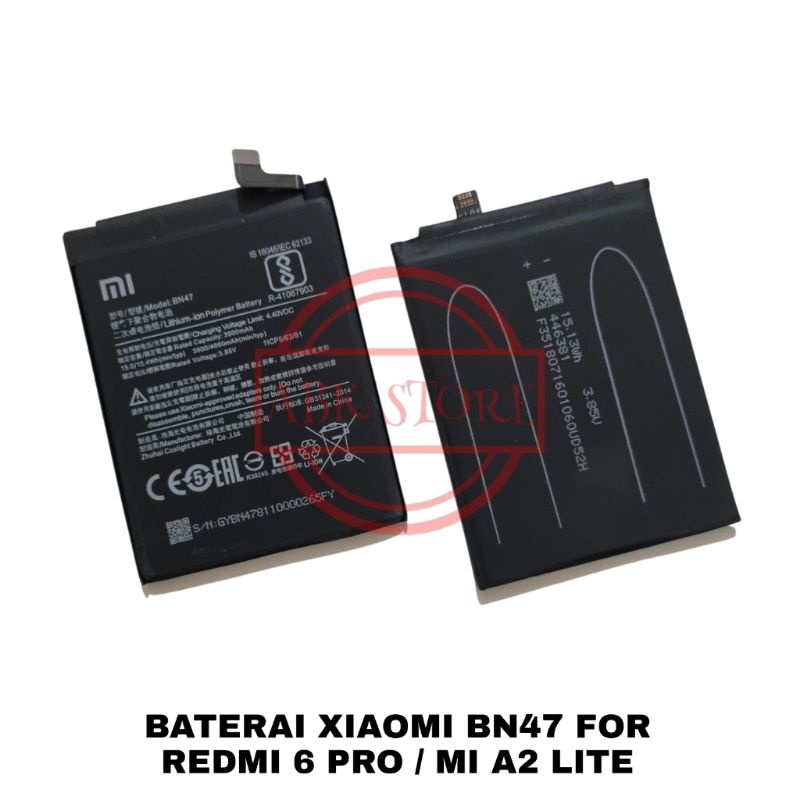 BATRE BATERAI BATTERY XIAOMI REDMI 6 PRO / MI A2 LITE BN47 ORIGINAL