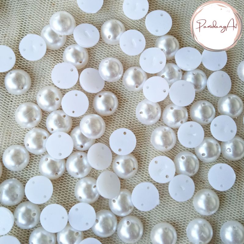 (15gr) Mote 1/2 Putih / Parel Manik Setengah Separo 10mm