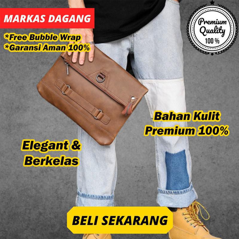 HAND BAG KULIT PRIA TAS TANGAN KULIT COWOK CLUCTH COWO KULIT ORIGINAL BRANDED IMPORT LATTE
