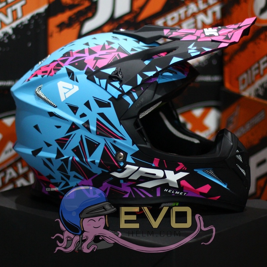 HELM JPX CROSS_FOX1 SERI X33 - LIGHT BLUE DOFF + GOOGLE SNAIL (ONGKIR 2 KG) JPX LATICS MOTOCROSS JPX X33 LATICS BLUE DOFF HELM JPX TERBARU