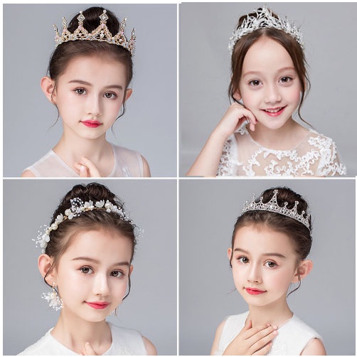 MAHKOTA ANAK PEREMPUAN AKCESSORIS RAMBUT PESTA / PERHIASAN RAMBUT / KALUNG ANTING