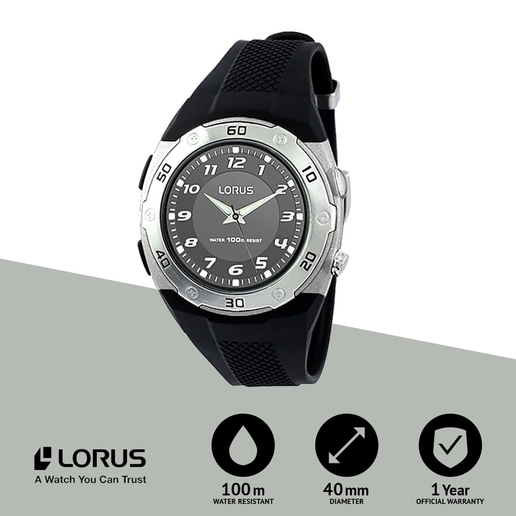 Jam Tangan Lorus Analog Unisex R2333DX9 Black Original