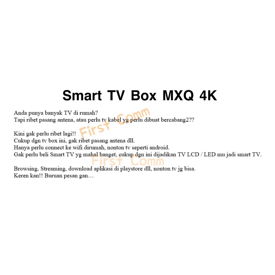 Android TV BOX MXQ PRO 4K Smart TV Box Media Player