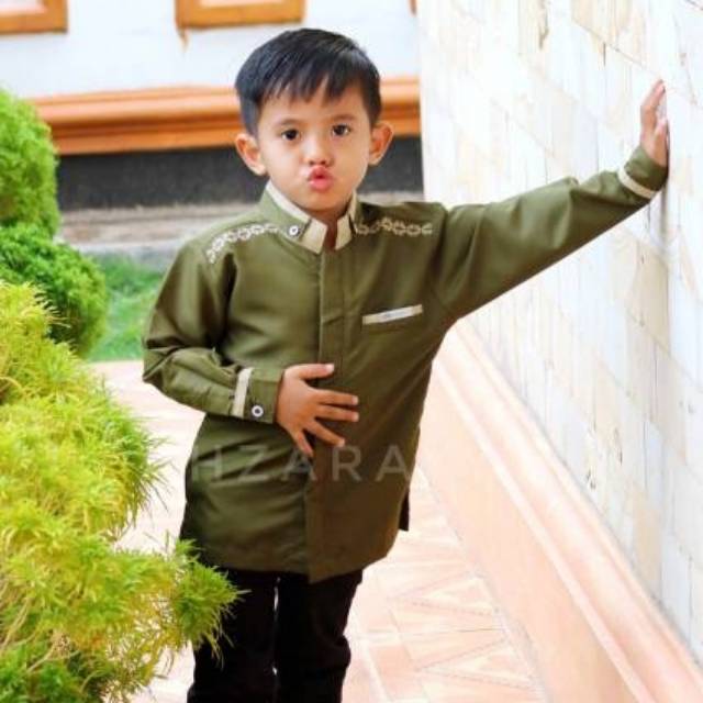 Koko Mizan Olive Ahzarayy Anak Kids S Kemko Keren Dad Kids Hijau Army Ahzarayy