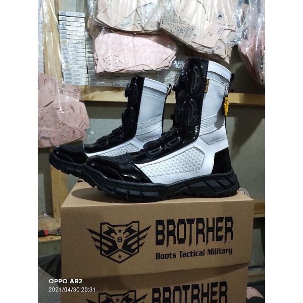 Sepatu Boots Pdl Provost TNI Tali Putar Merk Brother Kulit Asli