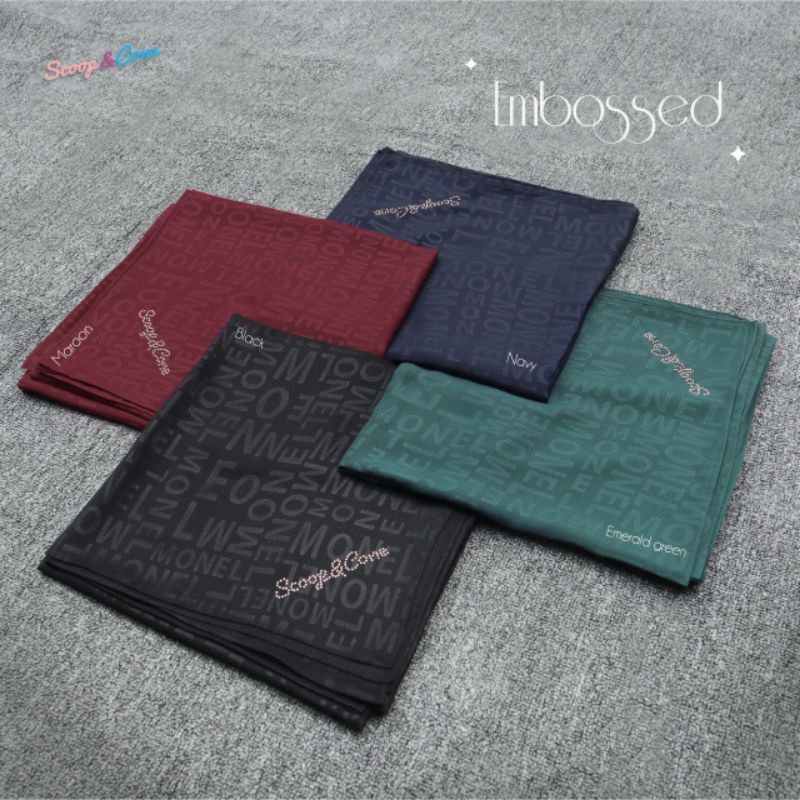 MONEL SCOOP AND CONE BY MONEL EMBOSSED | KERUDUNG VOAL SEGI EMPAT HIJAB