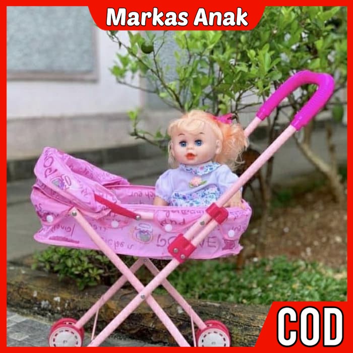 Mainan Anak Anak Umur 3 4 5 6 Tahun Kereta Dorongan Stroller Boneka Bayi Baby Doll Babydoll Babydol 