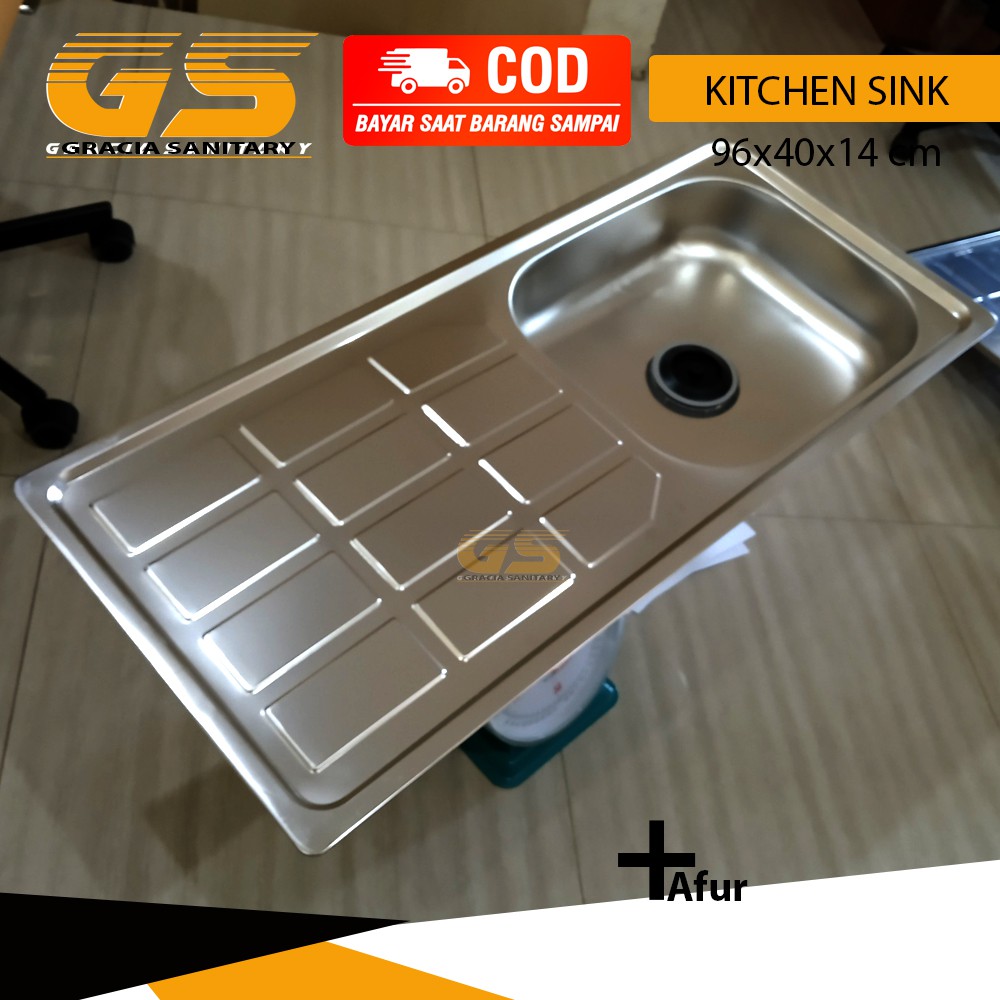 Bak Cuci Piring Stainless 1 Lubang Kitchen Sink 96 x 40 x 14 Cm