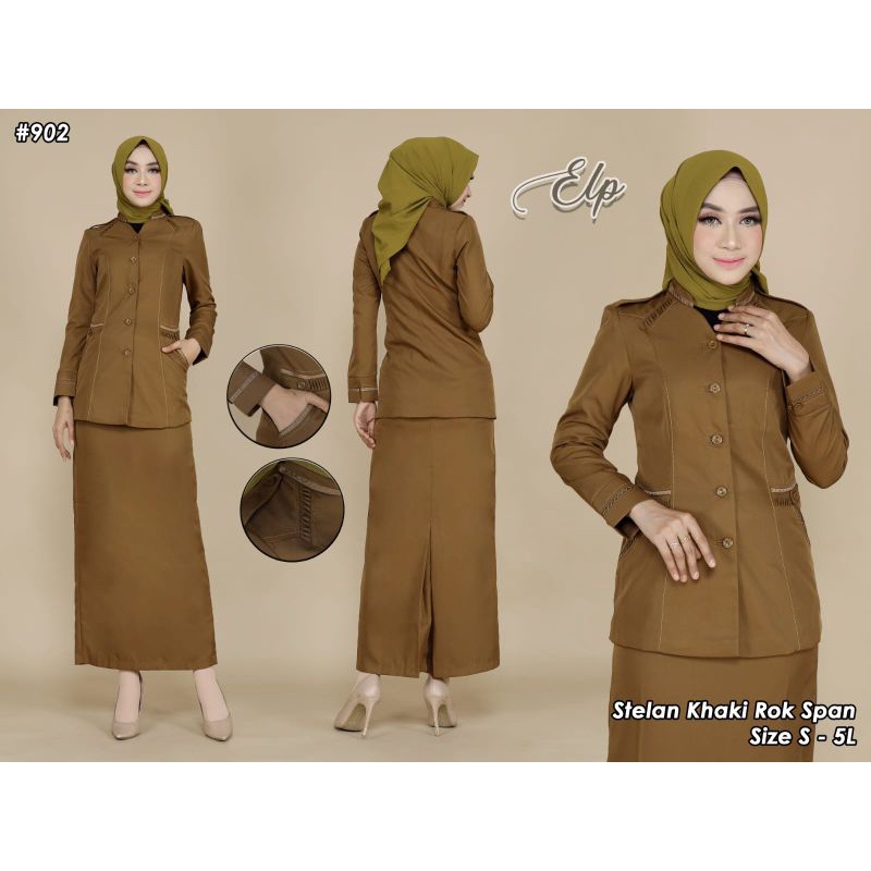 SERAGAM KERJA BAJU DINAS PEMDA 902 WANITA KHAKY TUA/BAJU PEMDA PNS KATUN FREE HIJAB