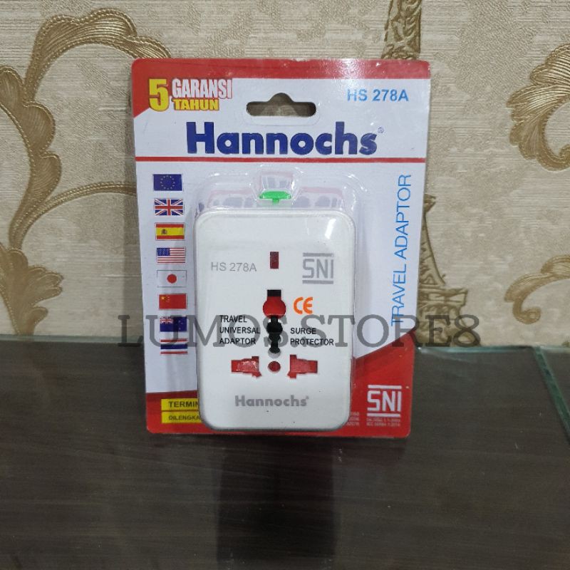 TRAVEL ADAPTOR HS 278 A HANNOCHS UNTUK 8 NEGARA