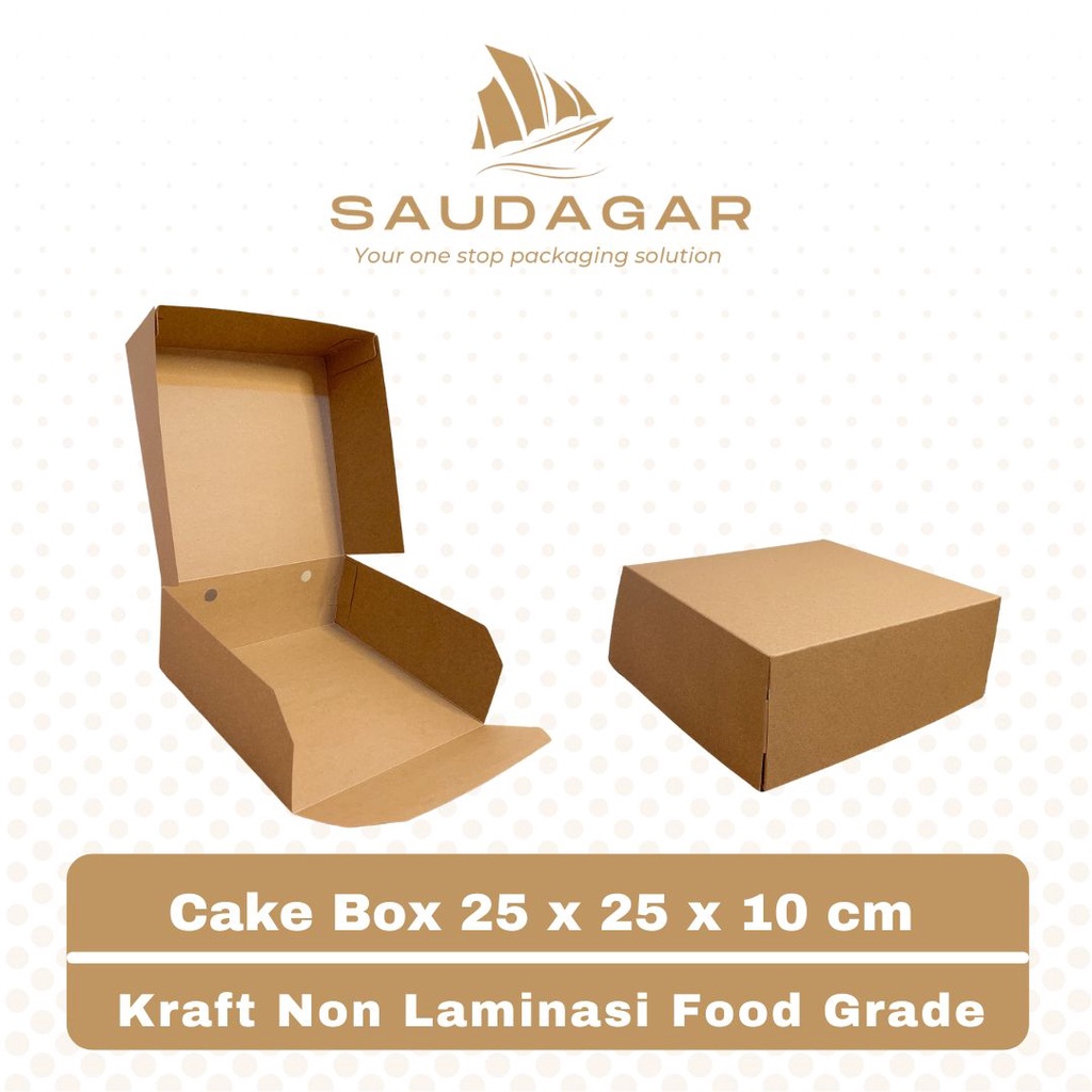 Cake box kraft / kotak kue bolu / tart / ulang tahun 25x25x10 cm