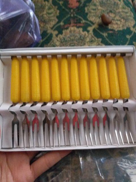 12pcs Garpu Jagung Kecil/ Cake Fork -  Fruit & Cakes Little Fork