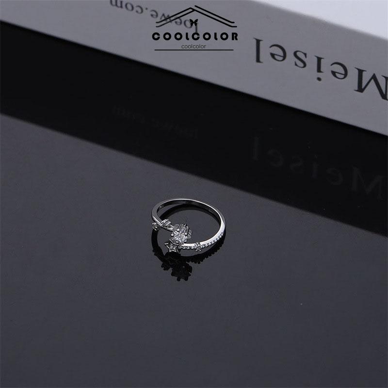 COD Cincin Kupu-Kupu Berlian Flash Cincin Jari Telunjuk Fashion Wanita Sederhana- cl