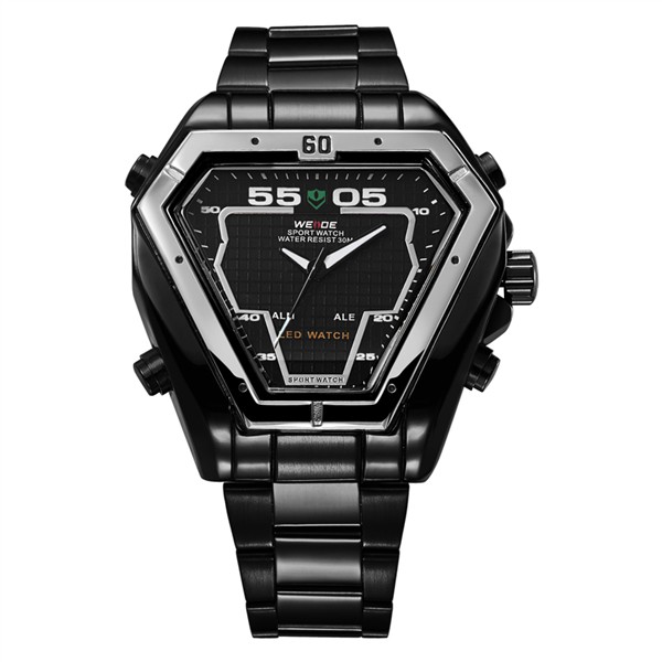 Weide WH1102B Jam Tangan Pria Wanita Sport Quartz Fashion Analog Stainless Hitam - Hitam Dial