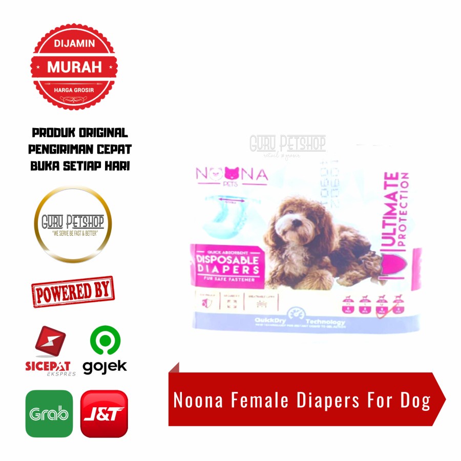 Noona Pets Female Diapers For Dogs Popok Pampers Anjing Betina