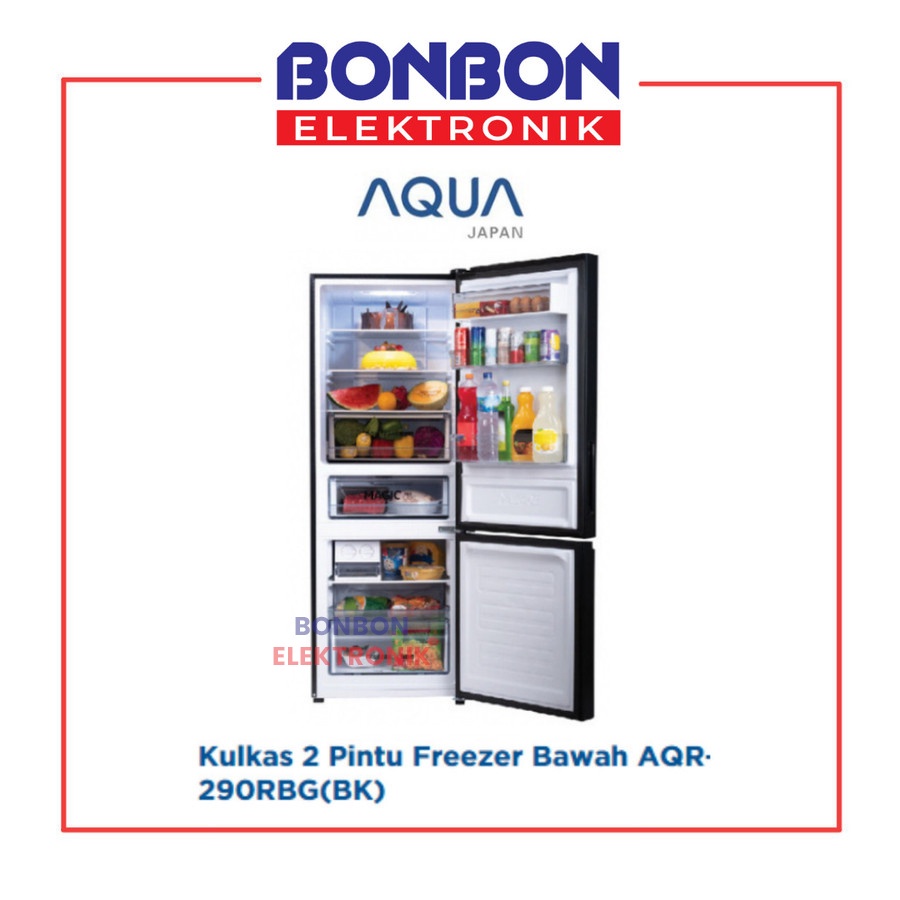 AQUA Kulkas 2 Pintu Bottom Freezer AQR-290RBG(BK) / AQR 290 RBG