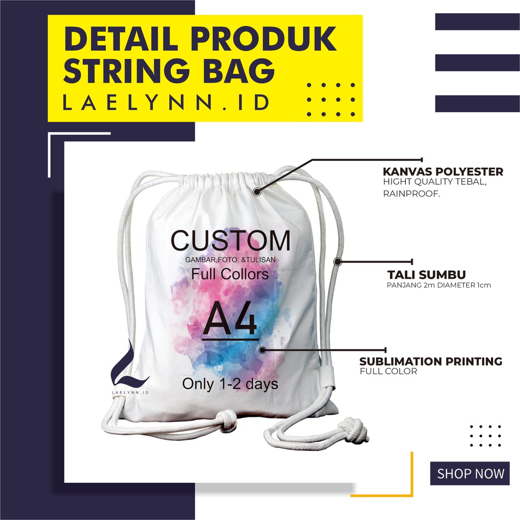 LAELYNN - CUSTOM STRING BAG TAS SERUT KANVAS PREMIUM - CSTM