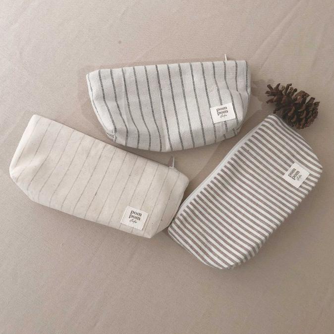 

Silahkan Order] Jack - Linen Pencil Case - Choco Stripe