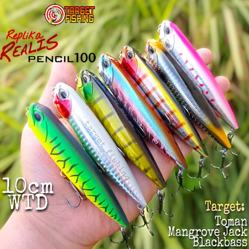 Pencil WTD Toman Realis 10cm 15gram - Umpan Casting Toman Top Water Popper replika duo realis