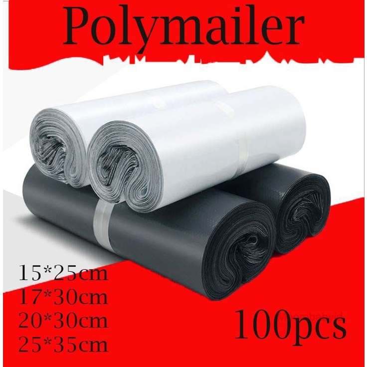 

MB [100 PCS] PLASTIK PACKING POLYMAILER HITAM PUTIH SEMI PREMIUM TERMURAH 17*30 15*25 20*30 25*35
