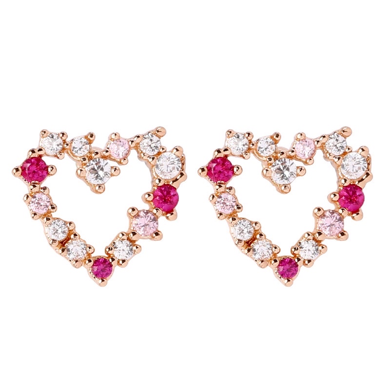 VINJOTAN - ANTING TUSUK IMPOR KOREA LOVE PINK PUTIH ANTI KARAT STERLING SILVER S925