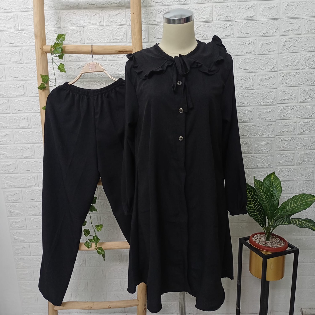 One Set Pakaian Wanita Outer - Set Wanita Bahan Cringkel Adem - One Set Muslim Kekinian - Baju Wanita Terbaru Cringkel - Baju Dewasa Jumbo Bahan Adem Tidak Menerawang - Baju One Set Wanita Dewasa Terbaru