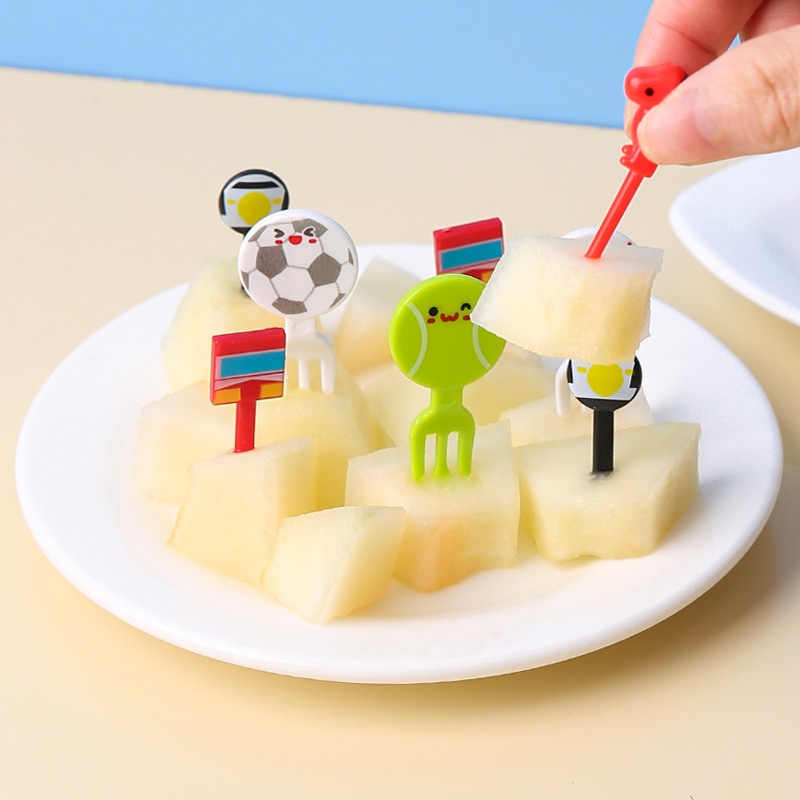 [tiantianbaofu] 8Pcs Mini Football Sport Fruit Fork Cartoon Snack Cake Dessert Food Toothpick Boutique