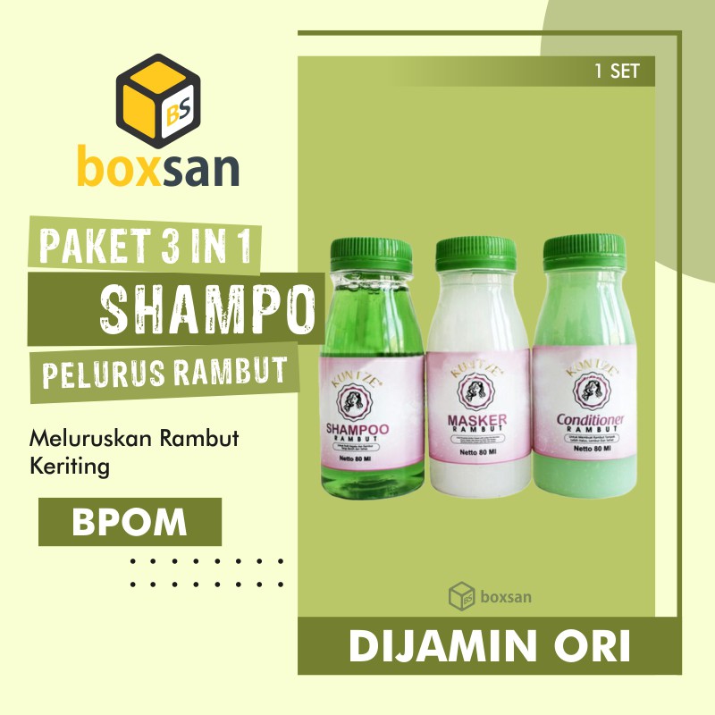 PAKET 3 IN 1 SHAMPO PELURUS RAMBUT KERITING IKAL ORIGINAL BPOM