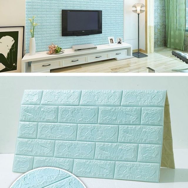 Reliza Wallpaper Dinding 3D FOAM Wallfoam 70X77 CM High Quality-Biru Muda