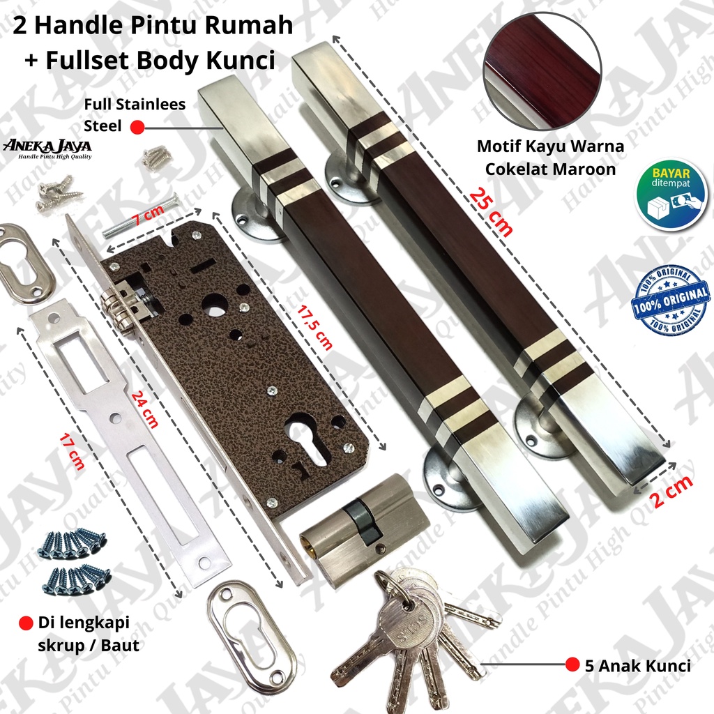 Handle set Kunci panjang 25 cm | Gagang Pintu rumah kamar | Tarikan Pintu rumah Pegangan pIntu rumah Awet murah antir karat