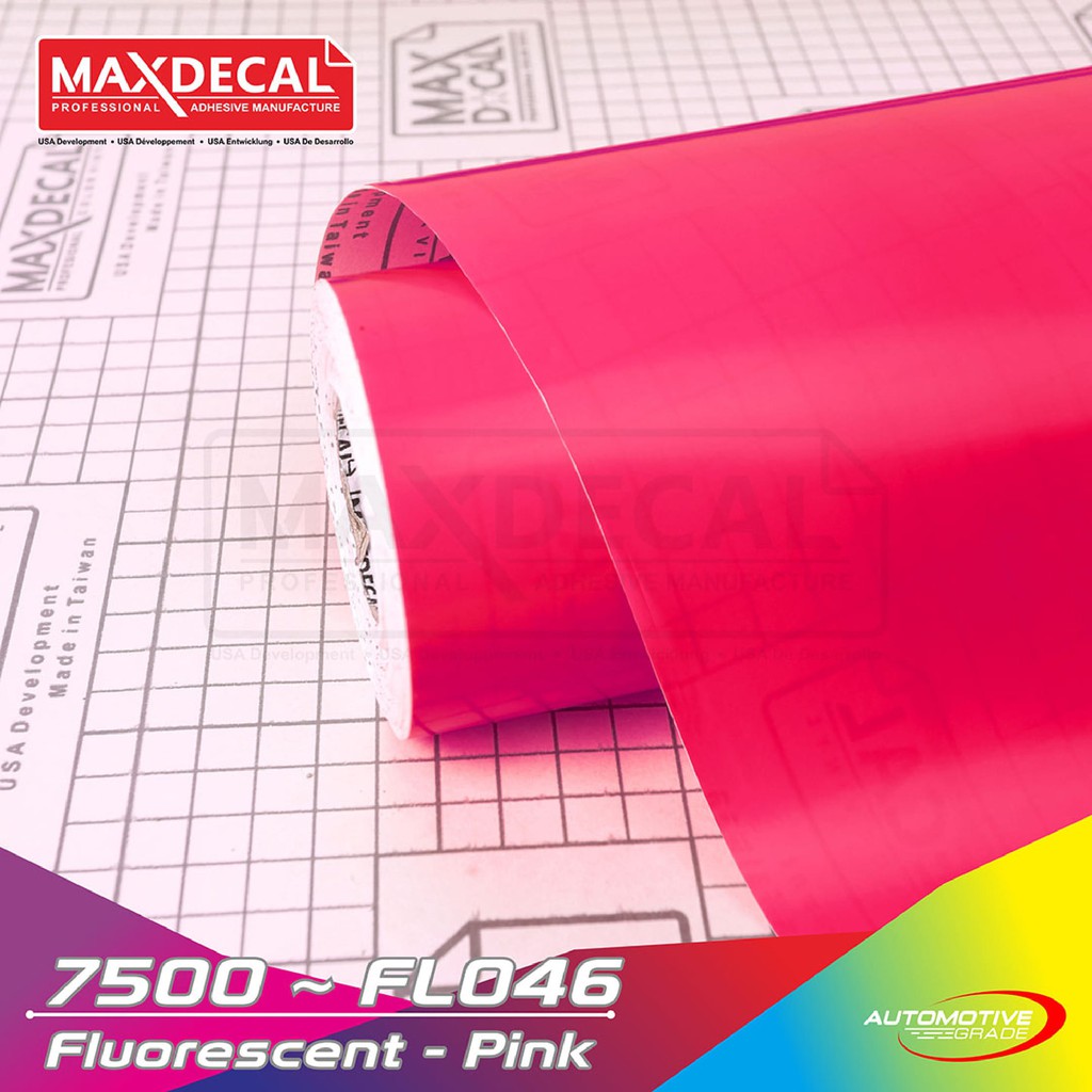 

[45cm x 15m] ROLL MAXDECAL Fluorescent 7500 FL 046 PINK Warna STABILO Merah Muda Hello Kitty Neon