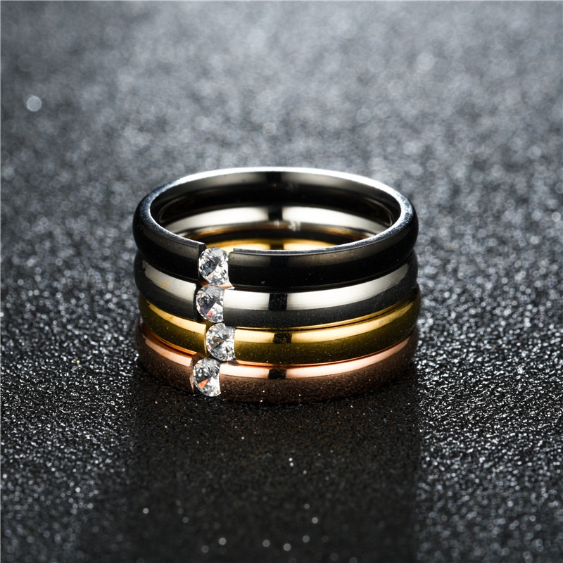 Cincin Baja Titanium Sederhana Fashion Pria dan Wanita/Cincin Berlian/Cincin Pasangan/Cincin