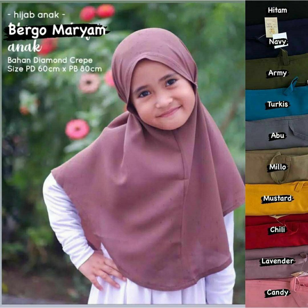 JILBAB ANAK / BERGO ANAK INSTAN MARYAM KIDS ARJUNA HIJAB 0.6 - 2TAHUN