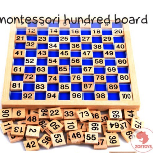 Zoetoys Montessori Math Wooden Hundred Board | Dual function Papan Kayu Montessori 1-100 - Apparatus Board multiplication table board papan belajar matematika penjumlahan pengurangan perkalian pembagian montessori | Mainan Edukasi Anak