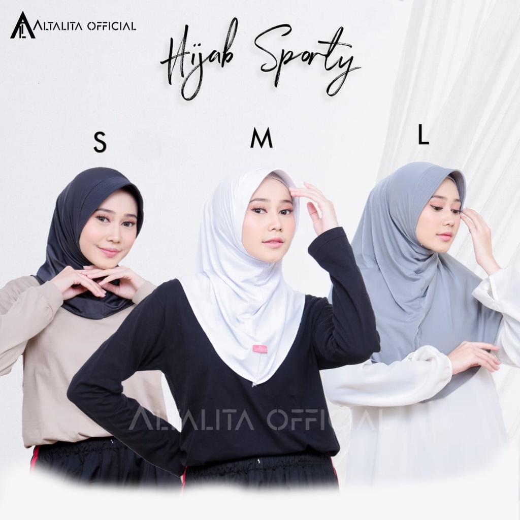 Altalita - Kerudung Sporty Nadira Hamidah Instan All Size Ukuran S M L Menutup Dada pet Antem Bahan Jersey Premium Cocok untuk Sekolah Olahraga Volly Futsal Senam dan Sehari-hari