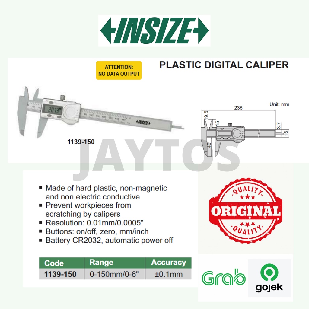 INSIZE JANGKA SORONG DIGITAL / DIGITAL CALIPER 1139-150 ORIGINAL