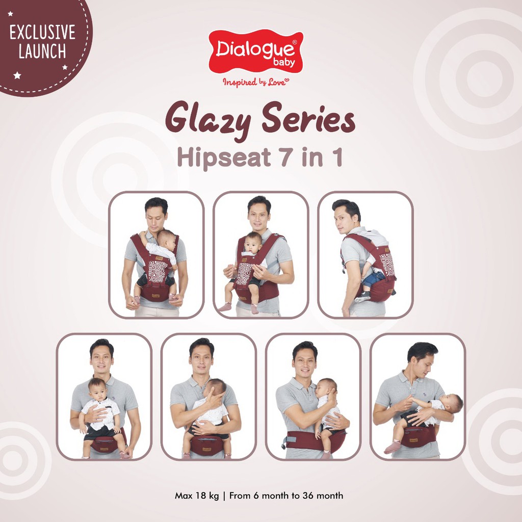 Dialogue Gendongan Bayi Depan Hipseat 7 Posisi Champion Glazy Sparkle Leon Series