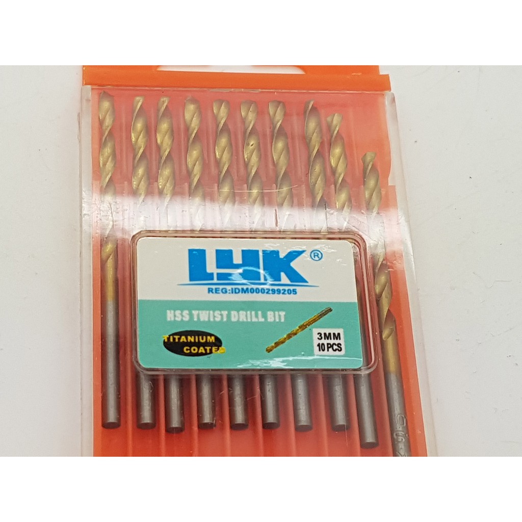 Mata bor LYK mini drill 3 mm isi 10 pcs titanium coated