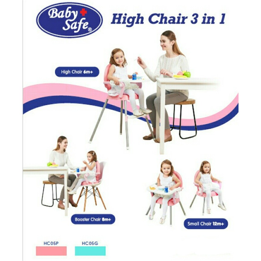 Baby Safe HC05 High Chair 3 in 1 Kursi Tempat Duduk Makan Bayi Booster