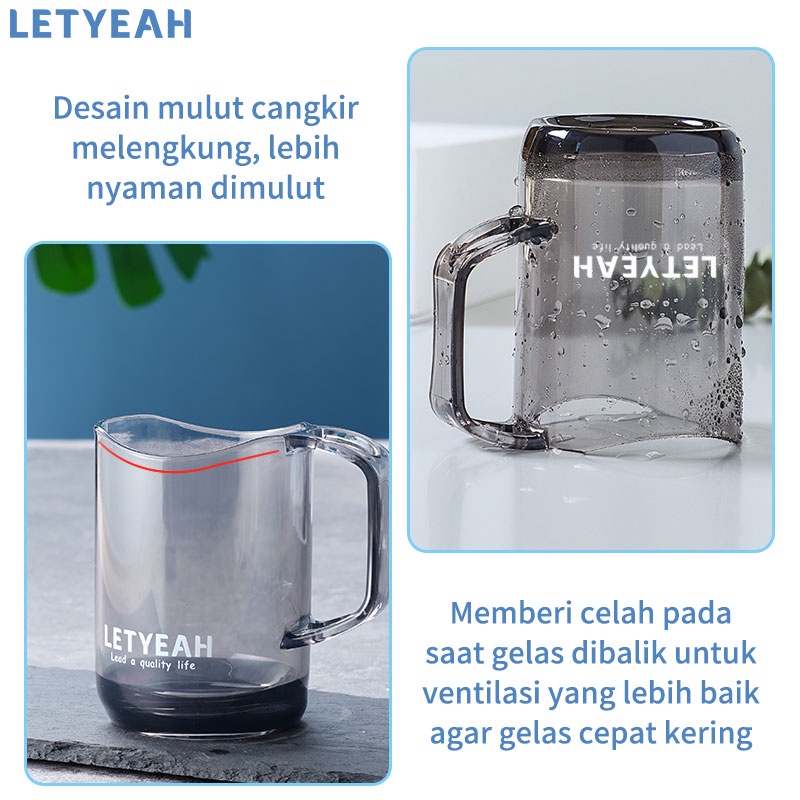 letyeah Gelas minum transparan 270ml dengan pegangan / gelas susu / gelas jus