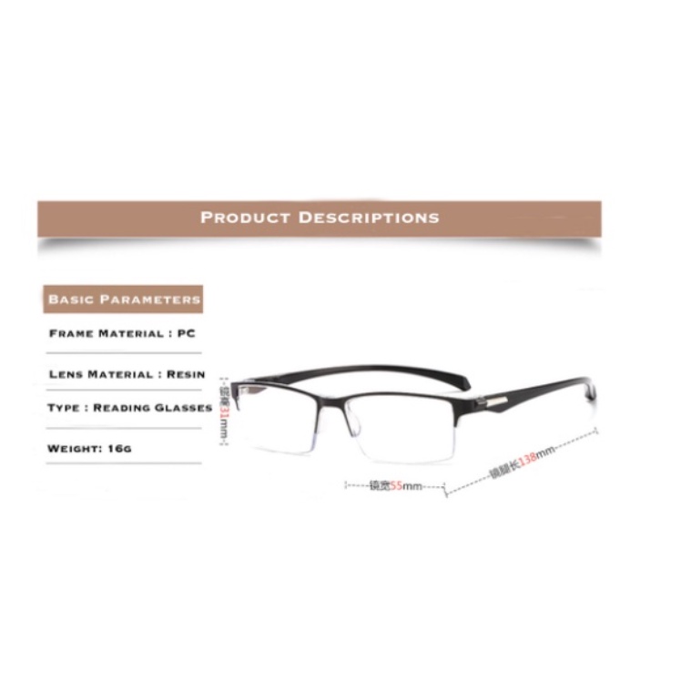 Kacamata Baca Lensa Plus Anti Radiasi +1.00 s/d + 4.00 Kacamata Pria Reading Glasses 8606 Anti Blue Light Lens